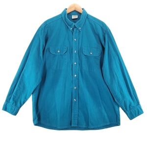 Vtg Five Brother Shirt Mens XL Teal Blue Brushed Chamois Flannel Shacket L/S USA